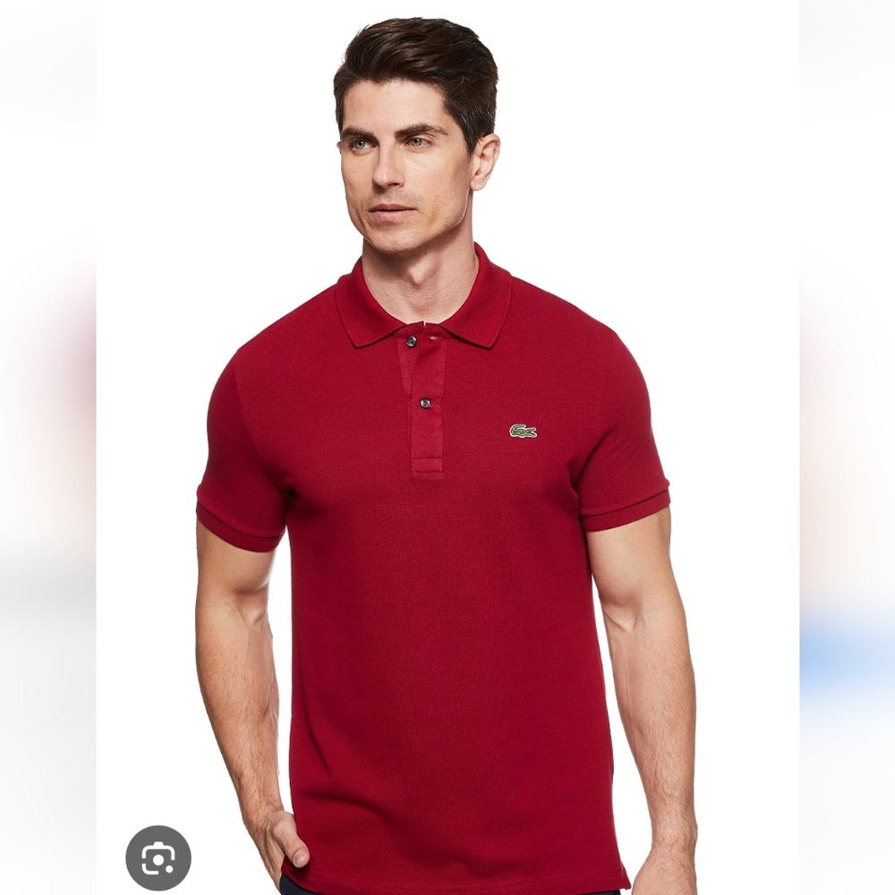 Lacoste Red Polo Shirt Classic Knit Design Size 7